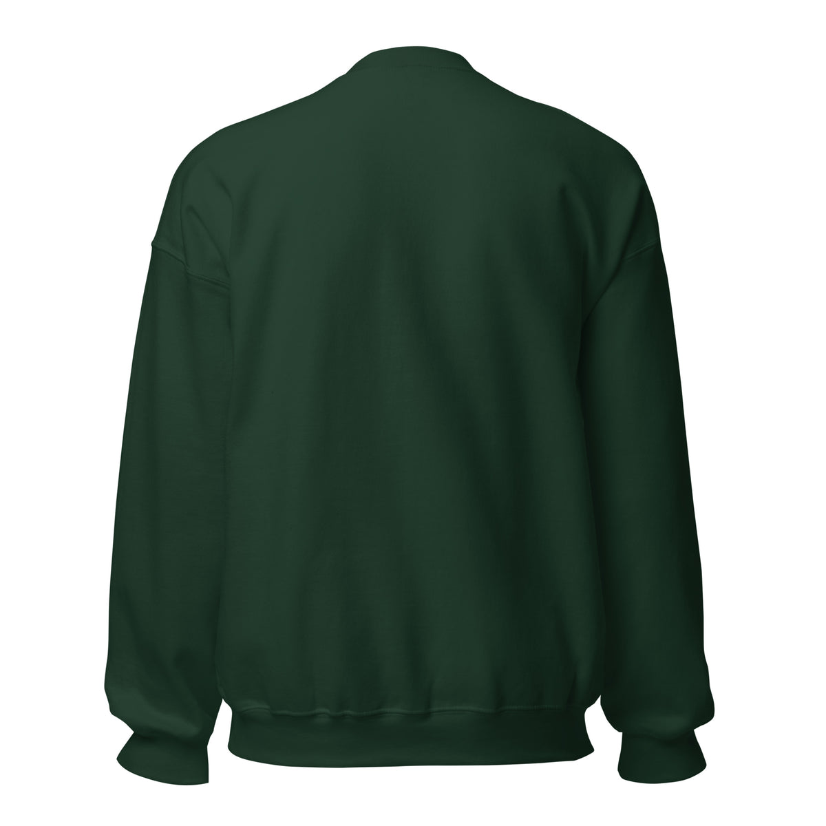 New Every Morning Christian unisex crewneck sweatshirt in Forest Green, flat lay back view