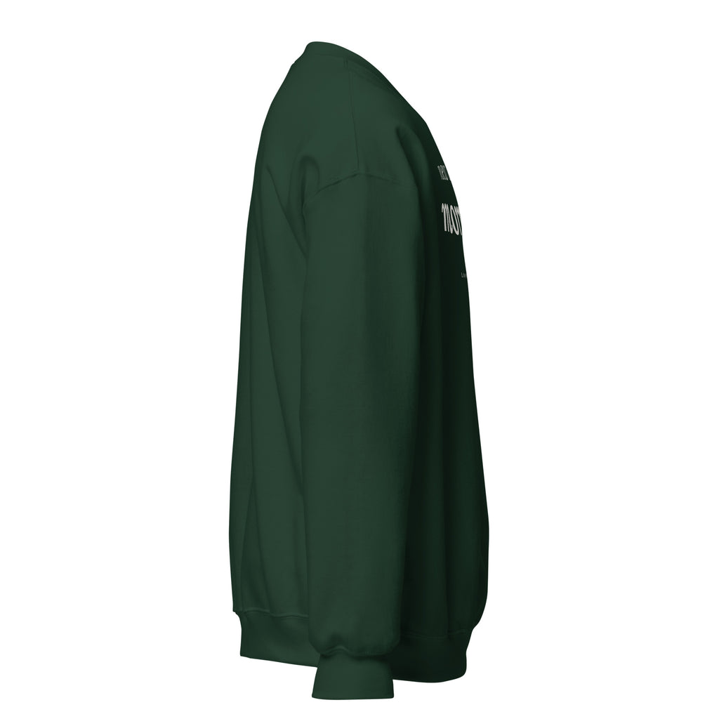 New Every Morning Christian unisex crewneck sweatshirt in Forest Green, right side view