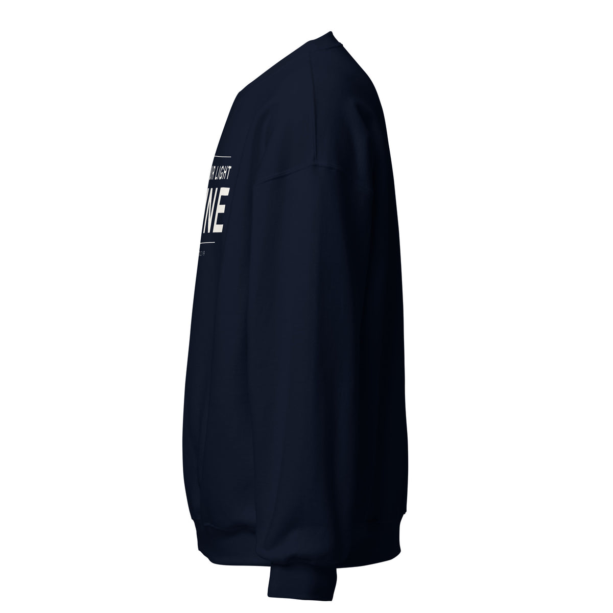 Let Your Light Shine Christian unisex crewneck sweatshirt in Navy, left side view