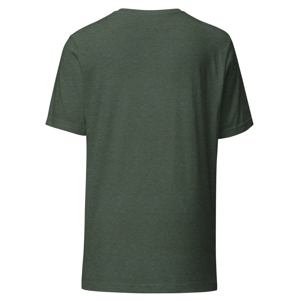 New Every Morning Christian unisex tee in Heather Forest, flat lay back view