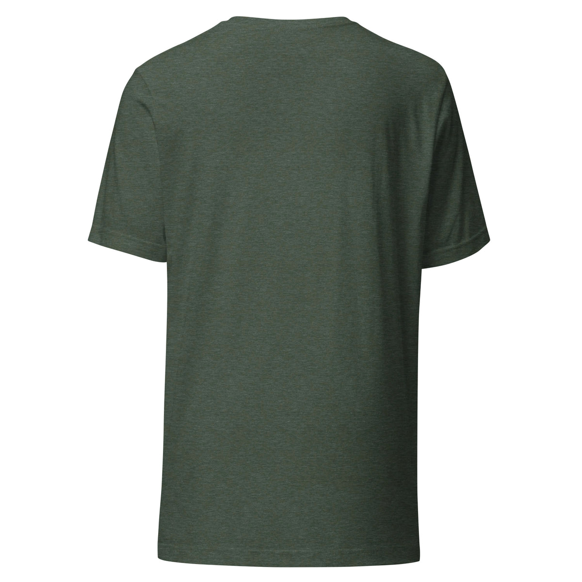 New Every Morning Christian unisex tee in Heather Forest, flat lay back view