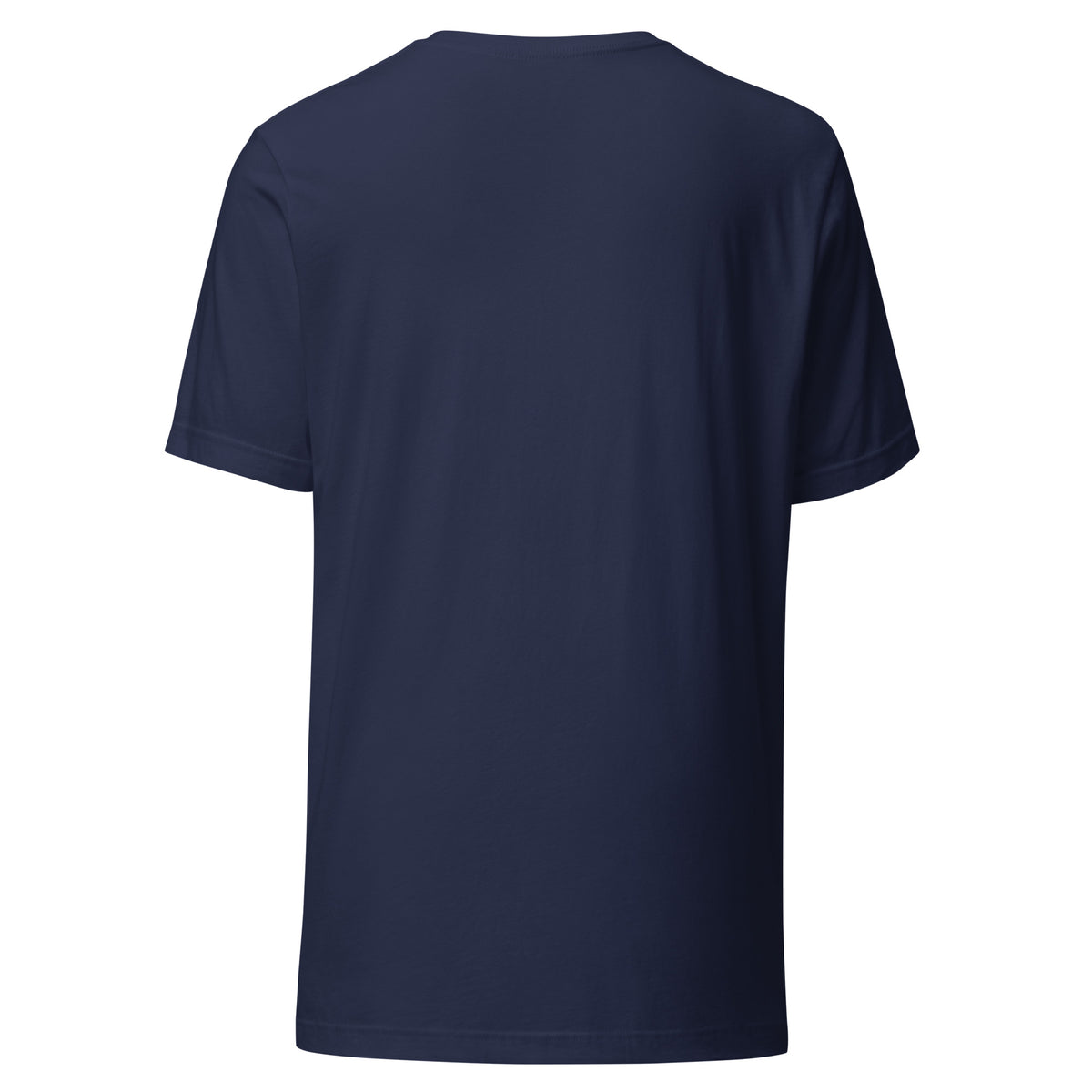Let Your Light Shine Christian unisex tee in Navy, flat lay back view